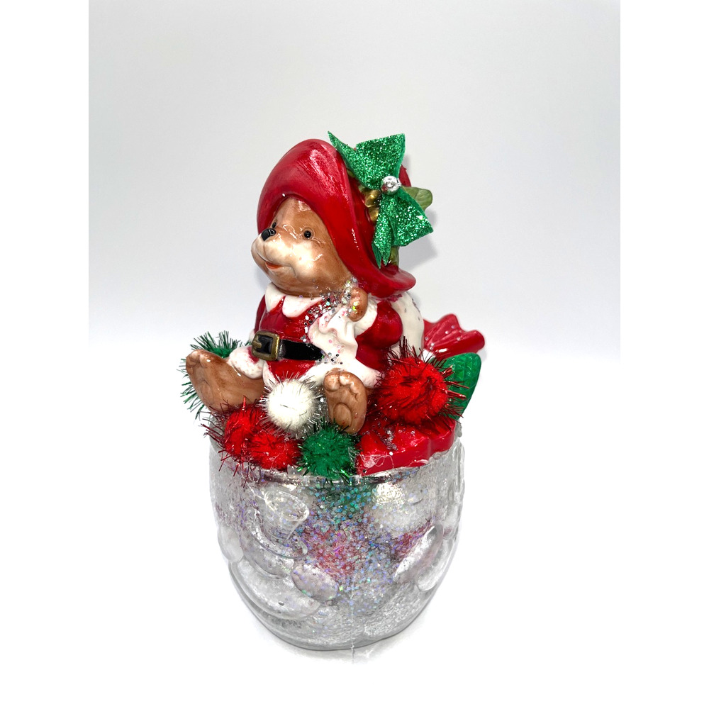 Vintage Christmas Candy Cane Santa Bear Santa Paws here,I've got the stash! OOAK - Picture 3 of 16